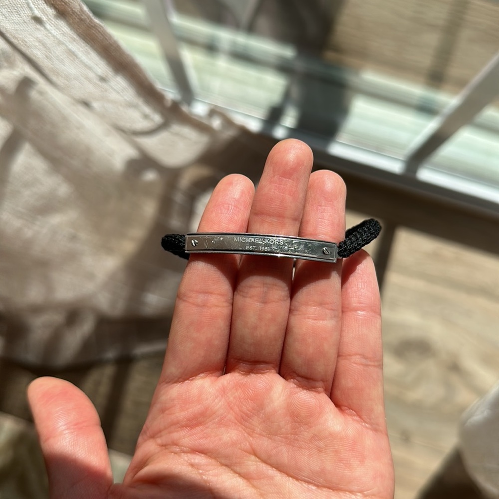 Adjustable Braided Michael Kors Silver Bracelet